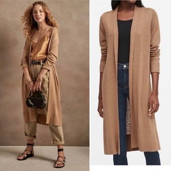 Banana Republic Factory Sweaters - Banana Republic Open Duster Long Camel Sweater LP camel knit‎